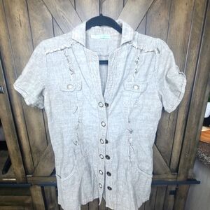 Maurices Gray‎ Snap Front Shirt Size Large Has Pockets